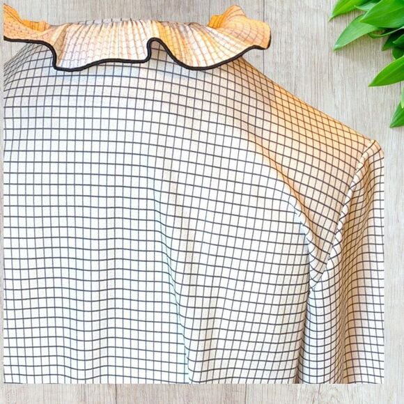 Vintage Lynn Davis Windowpane Ruffle Front Shirt 10 - Picture 5 of 15